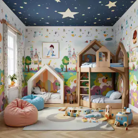 Princess-themed bedroom with canopy bed